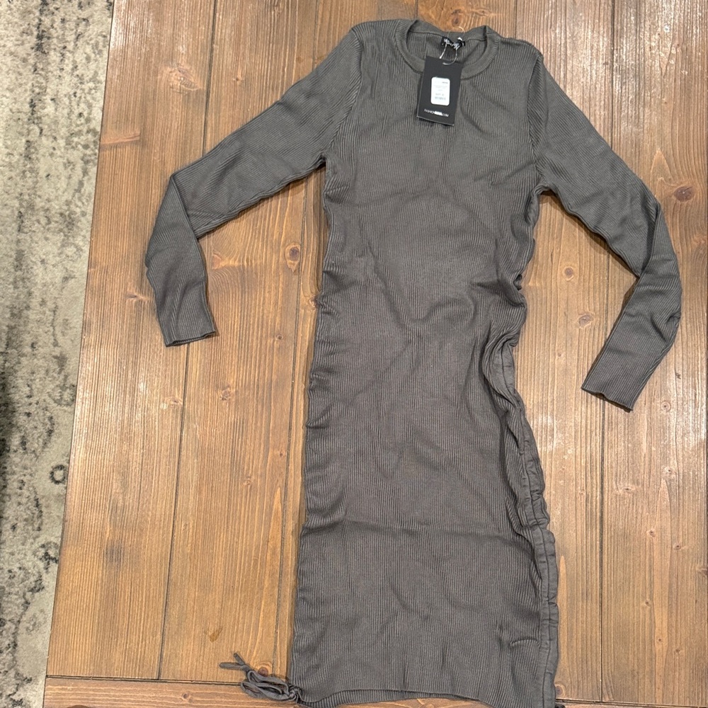 Fashion Nova Charcoal Long Sleeve Dress